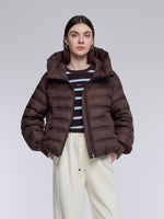 [Preview] Narrow-Quilted Goose Down Hooded Cropped Jacket GOELIA