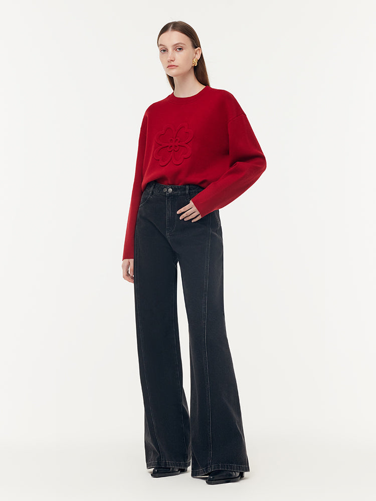 Denim Adjustable Waist Women Palazzo Jeans GOELIA