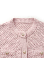 Openwork Round Neck Knitted Women Cardigan GOELIA