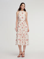Tencel Blend Floral Print Women Halter Maxi Dress GOELIA