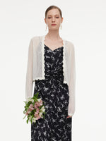 [Preview] Ribbon Print Strap Dress And Cardigan Two-Piece Set GOELIA