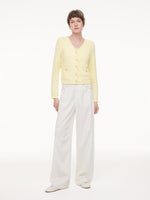 V-Neck Single-Breasted Women Textured Cardigan GOELIA