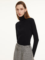 100% Wool Turtleneck Women Knit Top GOELIA