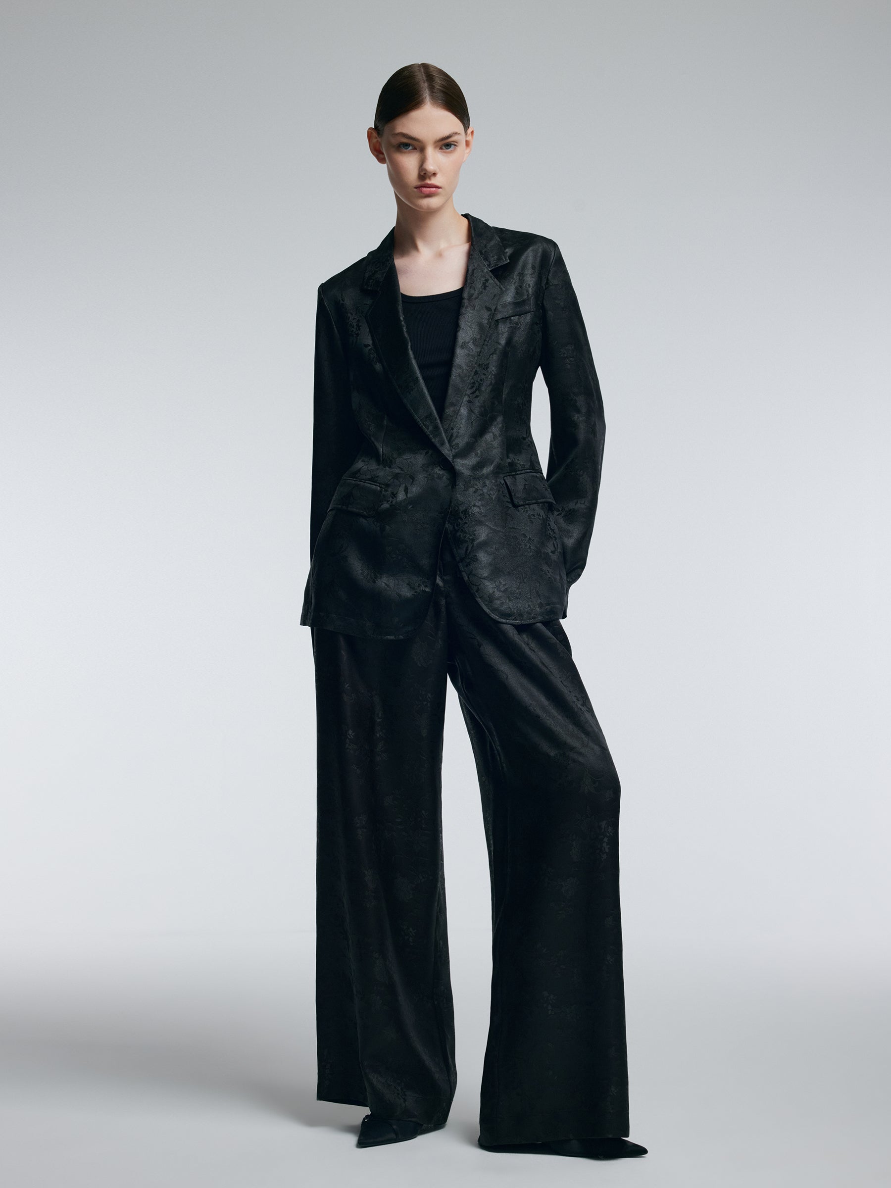 19MM Gambiered Canton Gauze Women Jacquard H-Line Blazer GOELIA