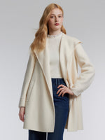[Preview] Cashmere Wool Blend Double-Faced Women Wrap Cape Coat GOELIA
