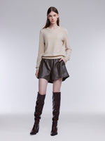 [Preview] 100% Cashmere Embroidered Crew Neck Women Sweater GOELIA