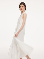 Tencel Blend Embroidered Women Sleeveless Maxi Dress GOELIA
