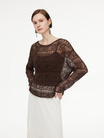 Cotton Blend Open-Knit Top And Camisole Two-Piece Set GOELIA