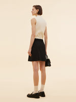 100% Worsted Wool Women Beaded Mini Skirt GOELIA