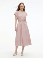Tencel Linen Blend Cap Sleeve Women Maxi Dress GOELIA
