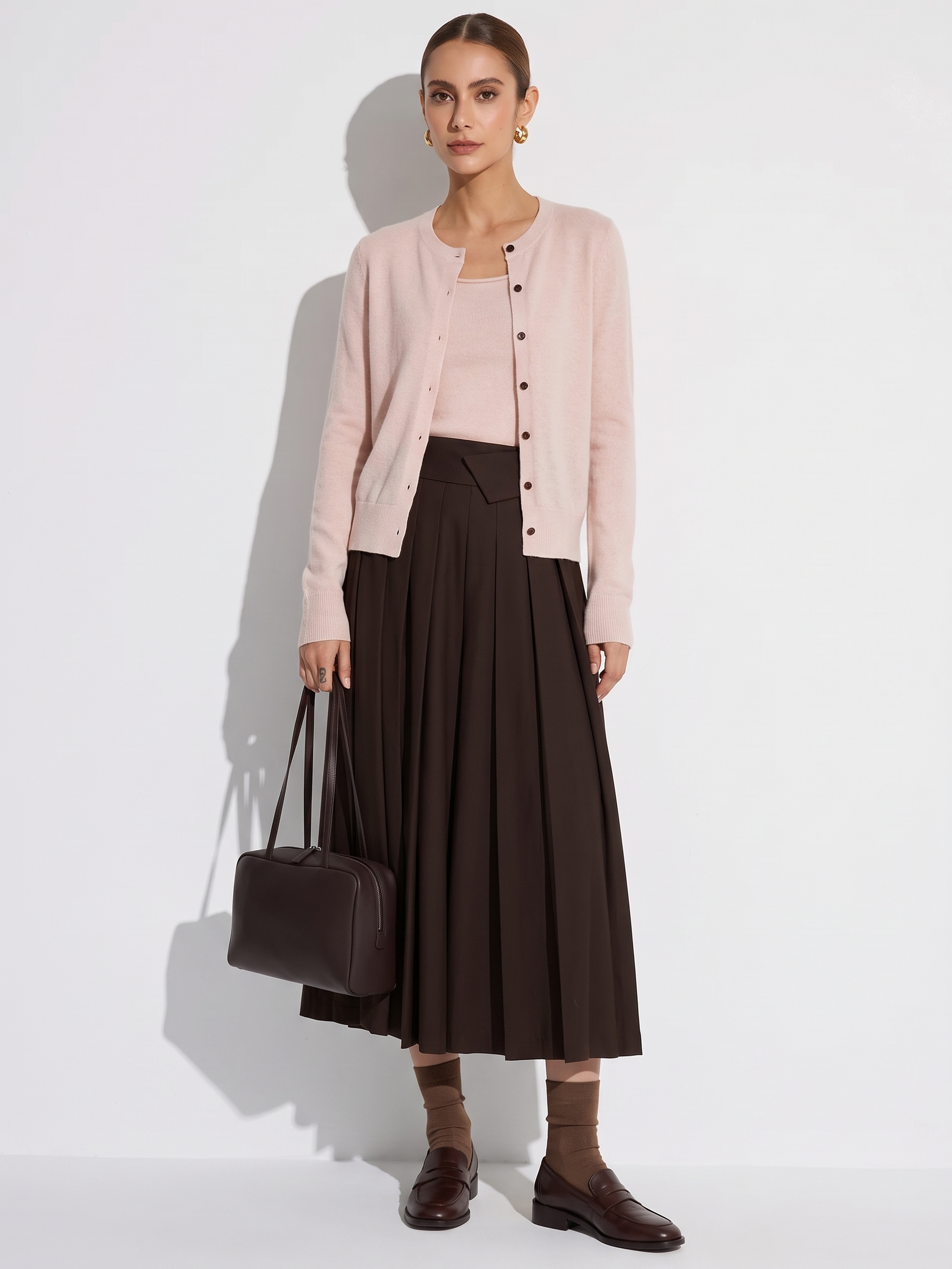 Wool Blend Cardigan And Tank Top Two-Piece Set GOELIA