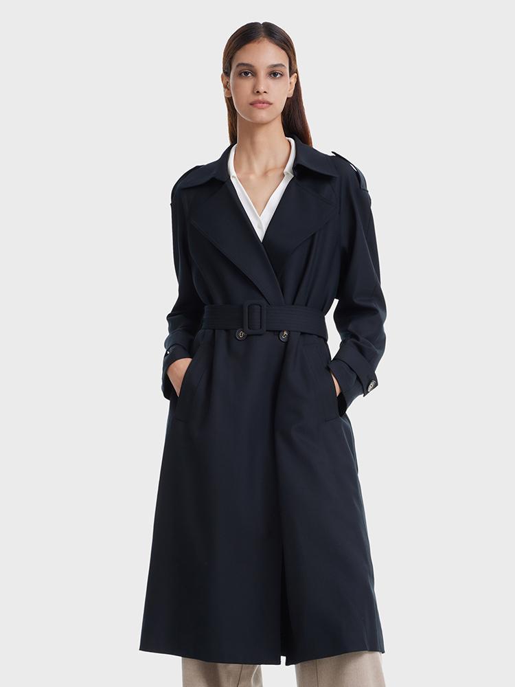 Worsted Woolen Double-Breasted Trench Coat – GOELIA