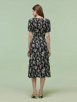 Floral Print Twist Front Women Midi Dress GOELIA