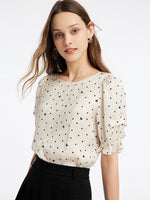 Round Neck Polka Dots Women Blouse GOELIA