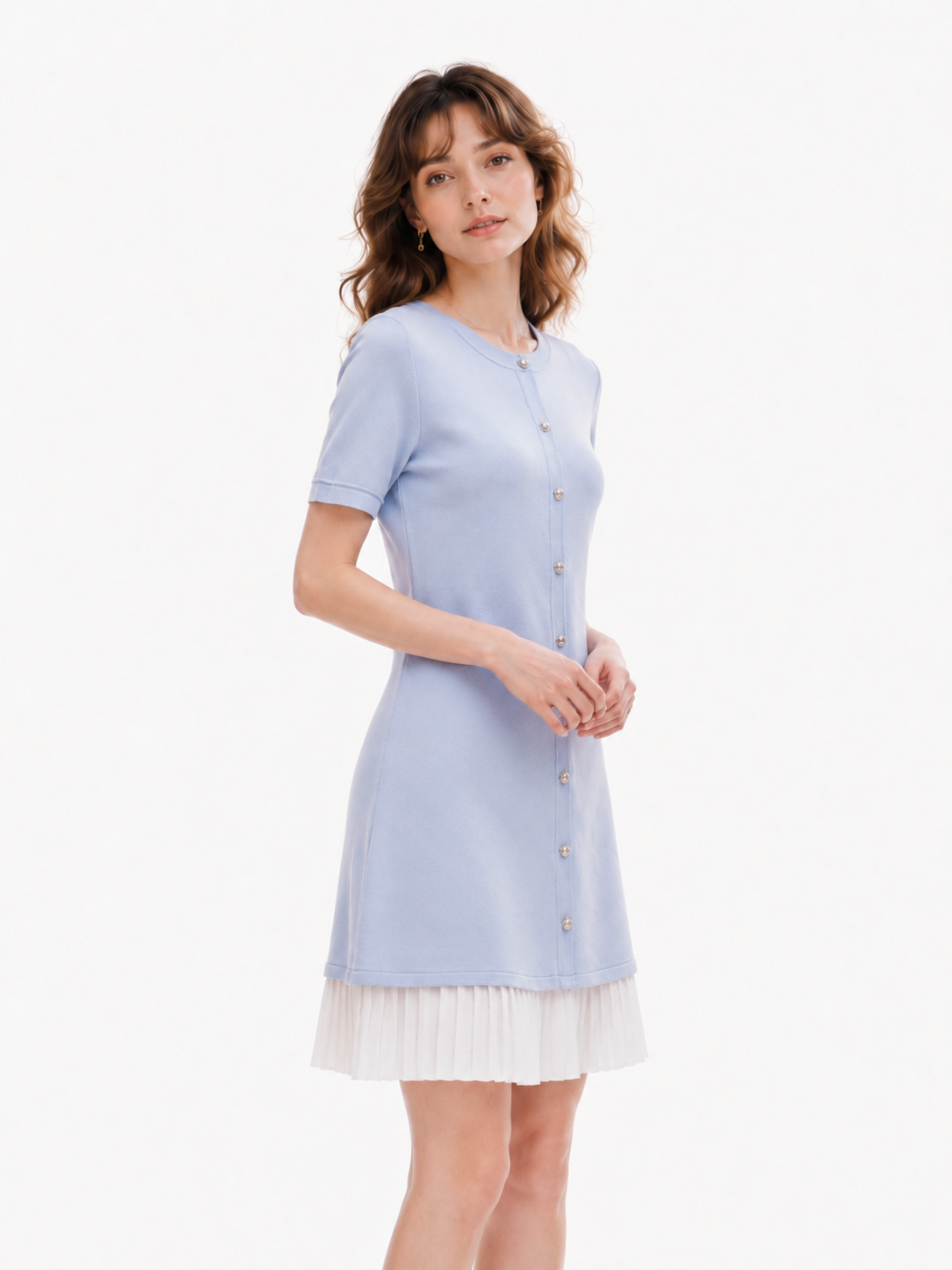 Tencel Blend Color Block Women Knit Mini Dress GOELIA