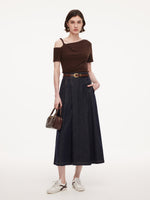 Tencel Blend Stretch One-Shoulder Women Knit Top GOELIA