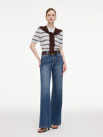 Crew Neck Stripe Women T-Shirt GOELIA