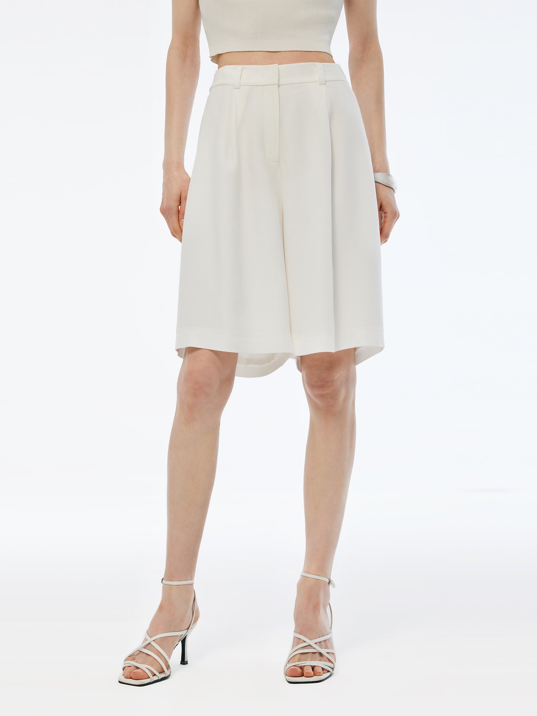 100% Acetate Women Knee Length Shorts GOELIA