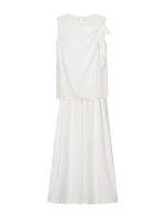 100% Linen Front Knot Tank Top And Pants Two-Piece Set GOELIA
