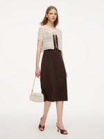 Tie Front Openwork Cardigan And Knit Strap Dress Two-Piece Set GOELIA