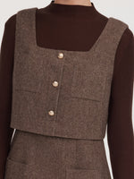 100% Washable Wool Knit Top And Sleeveless Dress Two-Piece Set GOELIA
