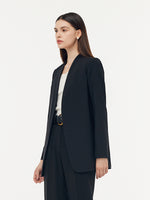 Machine Washable Wool Collarless Unisex Blazer GOELIA
