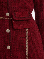 Single-Breasted Tweed Women Coat With Waist Pack GOELIA