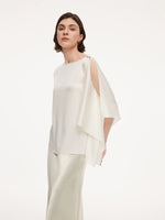 22MM Mulberry Silk Women Asymmetric Draped Blouse GOELIA