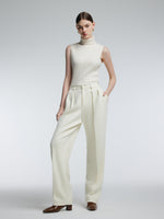 100% Wool Ribbed Women Turtleneck Tank Top GOELIA