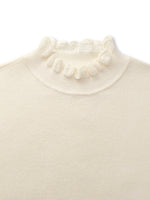 Tencel Wool Blend Ruffle Neck Women Sweater GOELIA