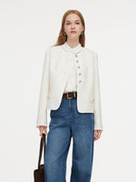 [Preview] Wool Blend Tweed H-Line Women Cropped Jacket GOELIA