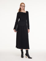 Asymmetric Bow Ruched Knit Top And Skirt Two-Piece Set GOELIA
