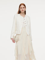 [Preview] Wool Blend Tweed H-Line Women Cropped Jacket GOELIA