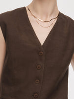 100% Linen Women V-Neck Vest GOELIA