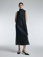 14MM Gambiered Canton Gauze Women Textured Stretch Sleeveless Maxi Dress GOELIA