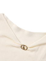 [Preview] Wool Blend Boat Neck Women Knit Top With GO Letter Clip GOELIA