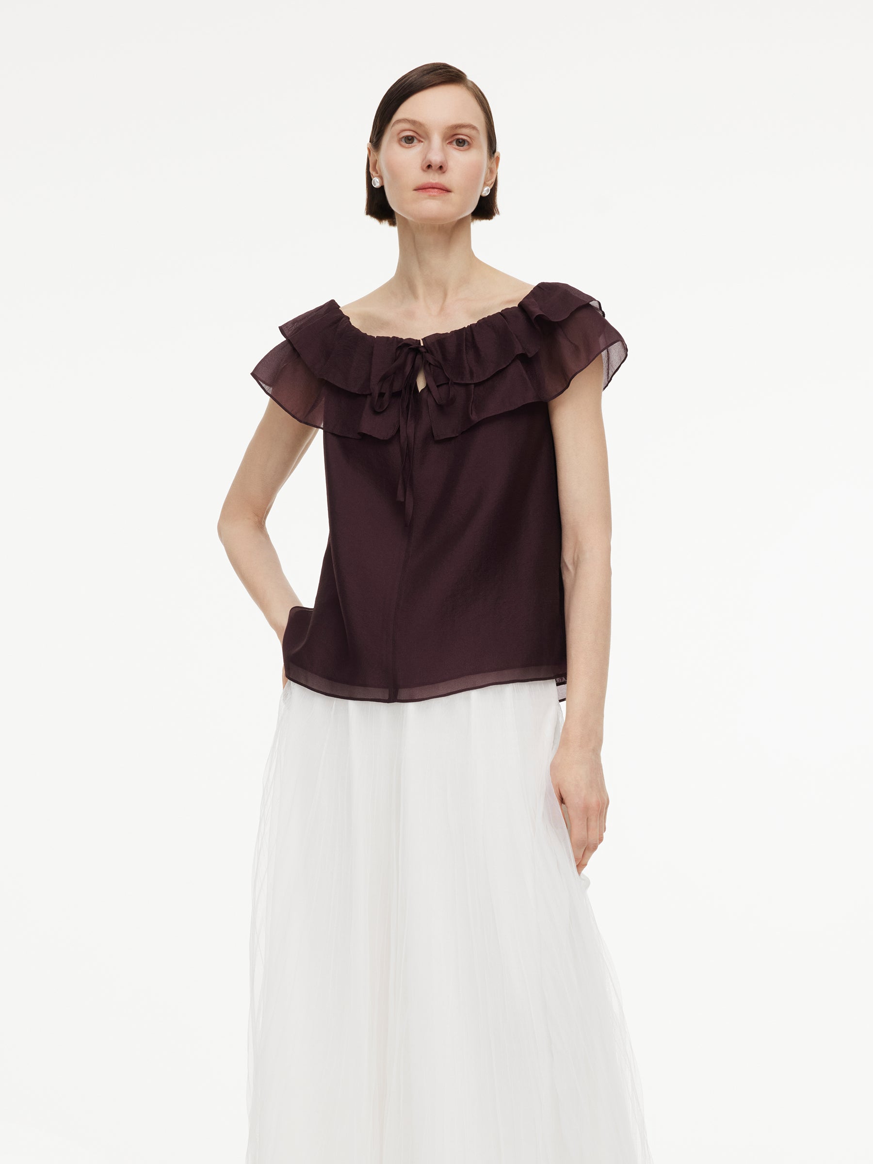 Convertible Ruffle Neck Women Top GOELIA