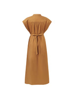 V-Neck Gathered Waist Women Maxi Dress GOELIA