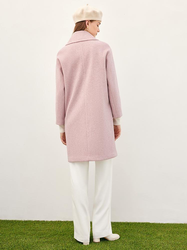 Lapel Square Button Mid-length Women Coat GOELIA