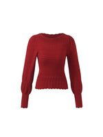 Tencel Wool Blend Wave Cut Collar Women Sweater GOELIA