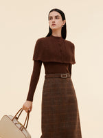 Lyocell Blend Knit Top And Cape Two-Piece Set GOELIA