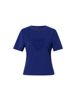 Cotton Blend Round Neck Tape Embroidered Women T-Shirt GOELIA