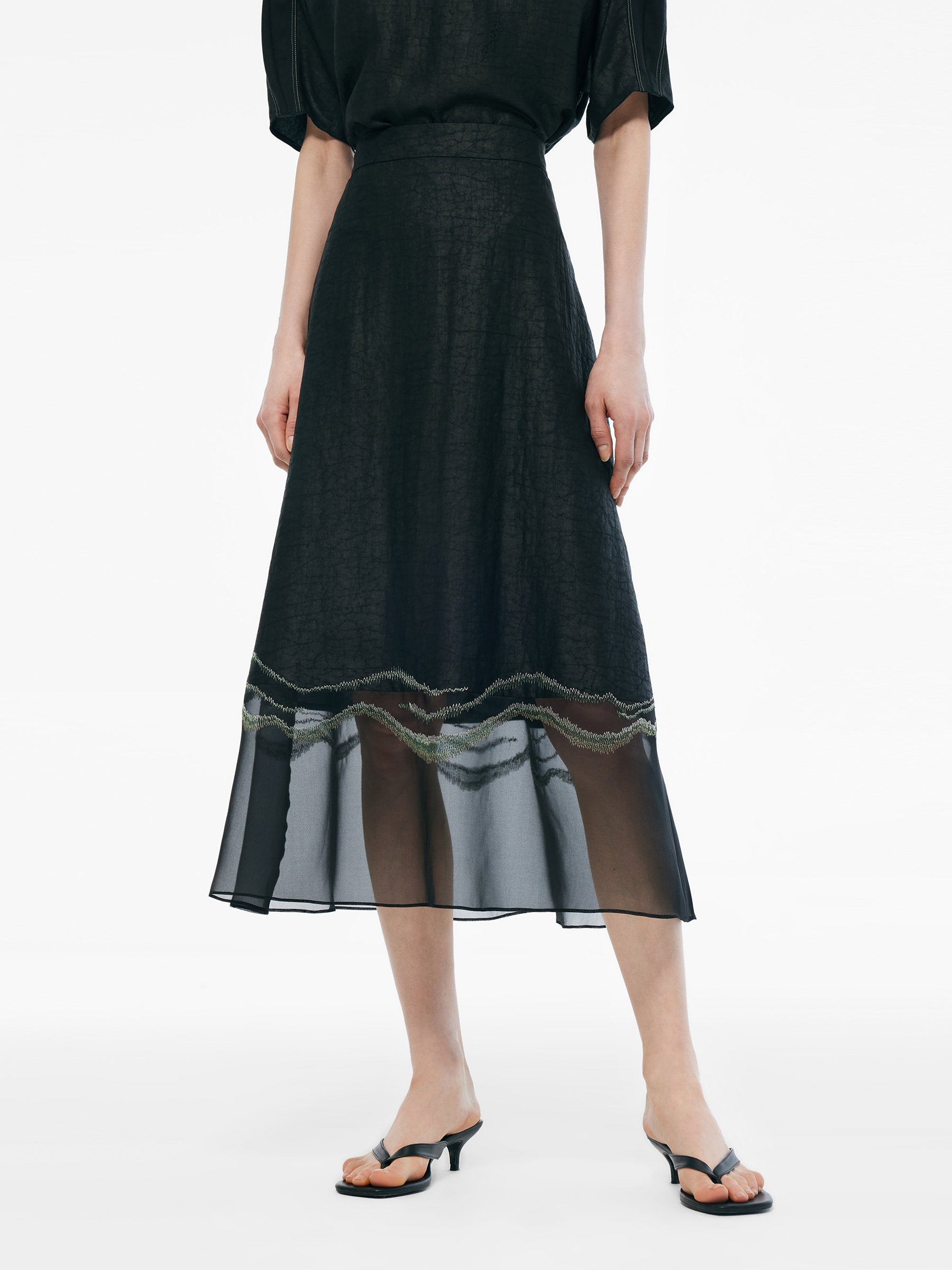 18MM Xiang Yun Silk Women Embroidered Skirt GOELIA