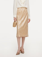 Lace Sequins H-Line Women Skirt GOELIA