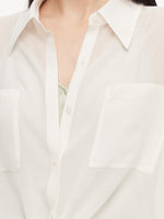 10MM Mulberry Silk Tie Front Women Sheer Shirt GOELIA