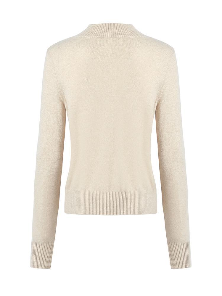 Beige Pure Cashmere Mock Neck Sweater GOELIA