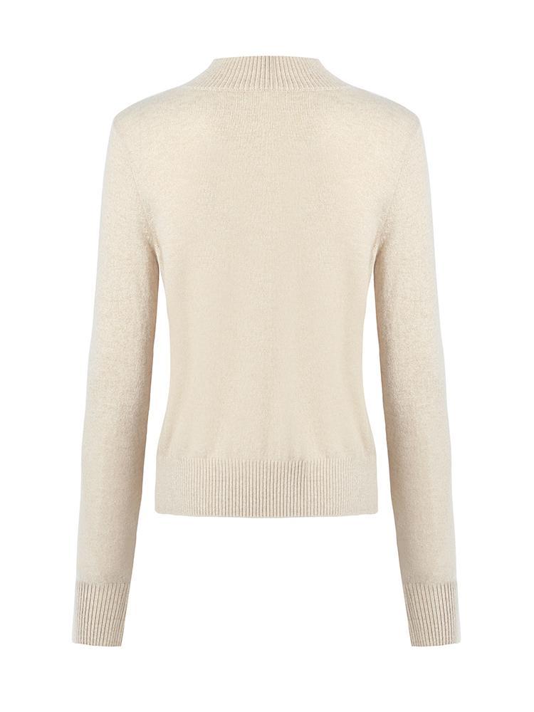 Beige Pure Cashmere Mock Neck Sweater GOELIA