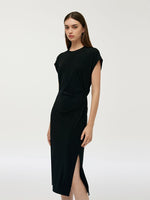 Acetate Side Slit Women Midi Dress GOELIA