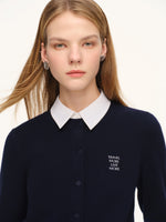 100% Wool Letter Embroidered Women Cardigan GOELIA