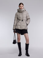 [Preview] Hooded Goose Down Jacket With Belt GOELIA
